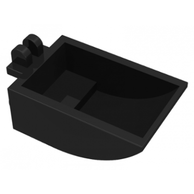 black vehicle digger bucket 2 x 3 curved bottom hollow with 2 fingers hinge