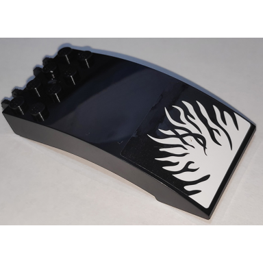 black windscreen 8 x 4 x 2 curved with locking dual 2 fingers with tendrils on white background pattern sticker - set 76151