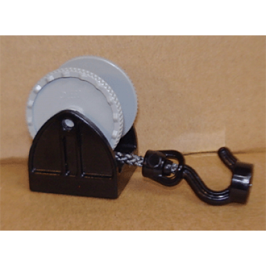 black duplo drum reel holder 2 x 2 with light gray duplo winch drum wide with pearl dark gray thick string and black thin hook rotating with stud holder 4654 4653c02