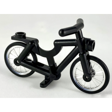 black bicycle with trans-clear wheels with molded black hard rubber tires 4719 92851pb01