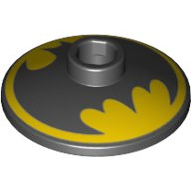 black dish 2 x 2 inverted radar with black batman logo on yellow background pattern