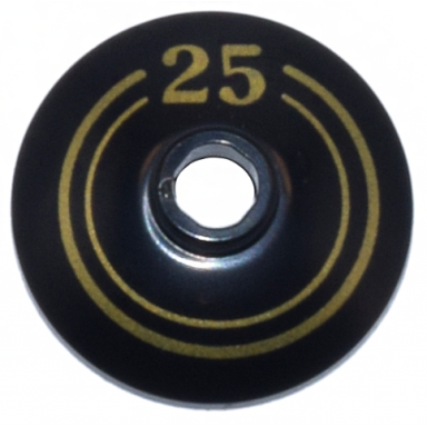 black dish 2 x 2 inverted radar with gold concentric circles and 25 pattern