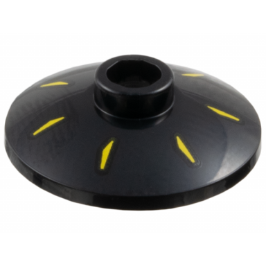 black dish 2 x 2 inverted radar with 7 yellow radial marks pattern