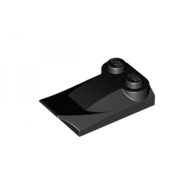 black slope curved 3 x 2 x 2 3 with 2 studs wing end