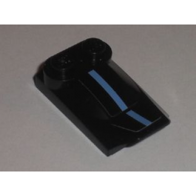 black slope curved 3 x 2 x 2 3 with 2 studs wing end with medium blue stripe pattern stickers - set 8193