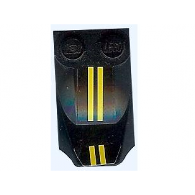 black slope curved 3 x 2 x 2 3 with 2 studs wing end with yellow stripes pattern stickers - set 8135
