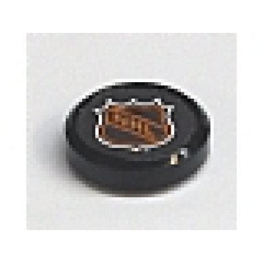 sports hockey puck small wheel with lego and nhl logo pattern stickers - set 3579