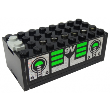 black electric 9v battery box small with unitron silver green pattern on both sides stickers - set 6991