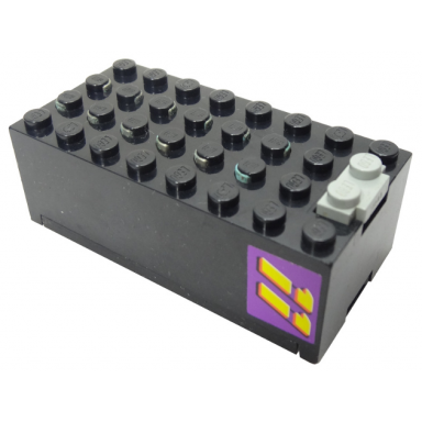 black electric 9v battery box small with yellow 11 on purple background pattern on both sides stickers - sets 3038 8266