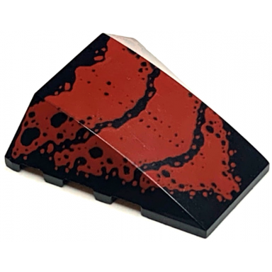 black wedge 4 x 4 triple curved no studs with red scales pattern