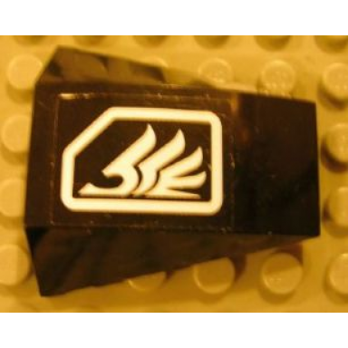 black wedge 4 x 4 triple curved no studs with white quad wing on black background pattern sticker - set 8106