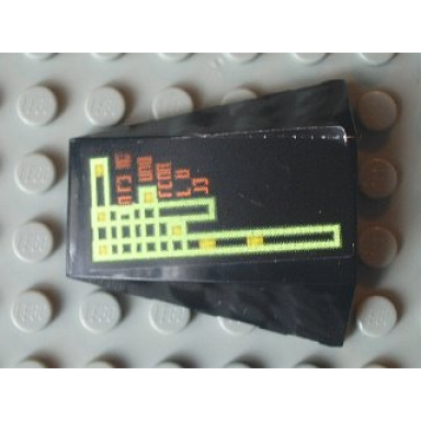 black wedge 4 x 4 triple curved no studs with light bars and alien characters pattern model left side sticker - set 7647