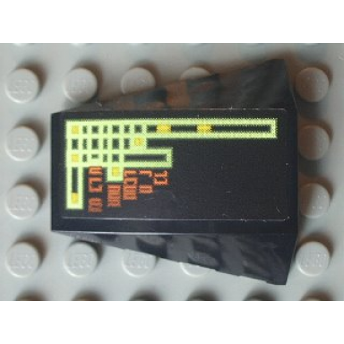 black wedge 4 x 4 triple curved no studs with light bars and alien characters pattern model right side sticker - set 7647