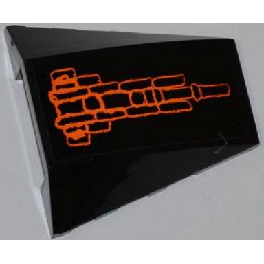 black wedge 4 x 4 triple curved no studs with orange lines pattern sticker - set 7985