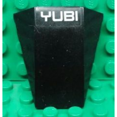 black wedge 4 x 4 triple curved no studs with white yubi on black background pattern sticker - set 8492