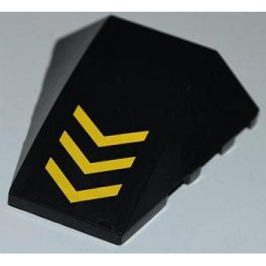 black wedge 4 x 4 triple curved no studs with 3 yellow chevrons pattern sticker - set 6863