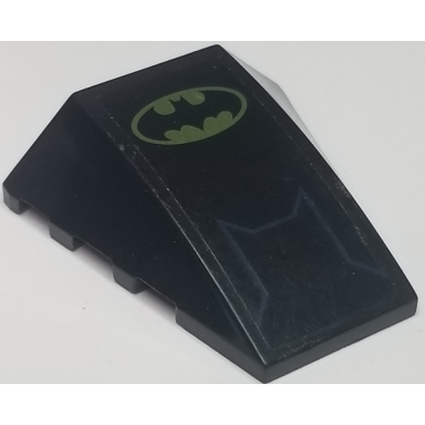 black wedge 4 x 4 triple curved no studs with dark blue line and batman logo pattern sticker - set 6860