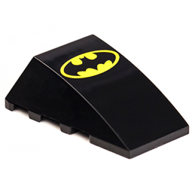 black wedge 4 x 4 triple curved no studs with large batman logo pattern printed