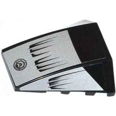 black wedge 4 x 4 triple curved no studs with air intakes and filler cap on silver background pattern stickers - set 8132