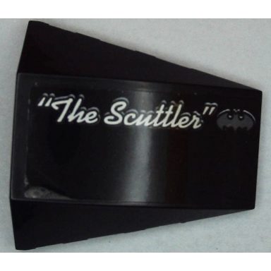 black wedge 4 x 4 triple curved no studs with batman logo silver script the scuttler pattern model right side sticker - set 70908