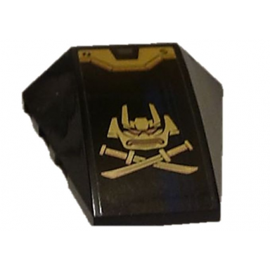 black wedge 4 x 4 triple curved no studs with dark blue stripe copper and gold swords and ninjago samurai mask pattern sticker - set 70625