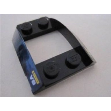 black wedge 4 x 3 open with cutout and 4 studs with kyoto v8 on black background pattern on both sides stickers - set 8495