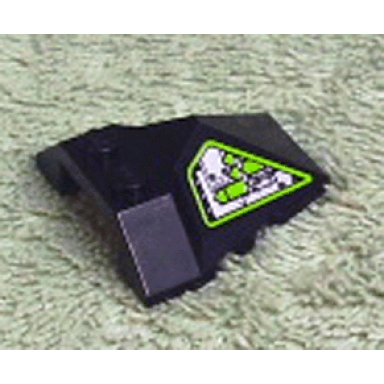 black wedge 4 x 4 x 1 1 3 pyramid center with lime and silver machinery pattern on right side sticker - set 8104