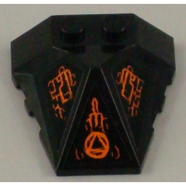 black wedge 4 x 4 x 1 1 3 pyramid center with orange lines and atlantis key symbol pattern stickers - set 8056