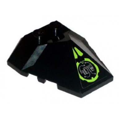 black wedge 4 x 4 x 1 1 3 pyramid center with lime circle with silver circuitry pattern sticker - set 8104