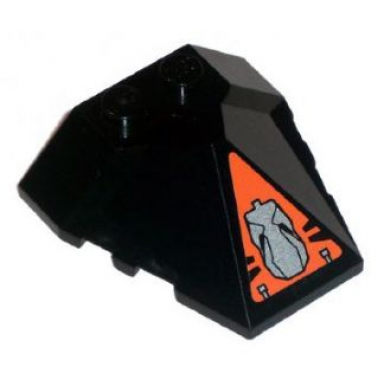 black wedge 4 x 4 x 1 1 3 pyramid center with head in orange triangle pattern sticker - set 8101
