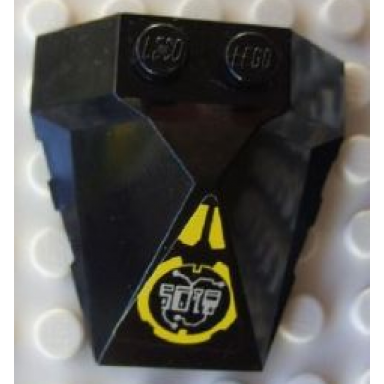 black wedge 4 x 4 x 1 1 3 pyramid center with yellow circle with silver circuitry pattern sticker - set 8105