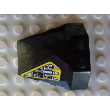 black wedge 4 x 4 x 1 1 3 pyramid center with yellow and silver machinery pattern on left side sticker - set 8105