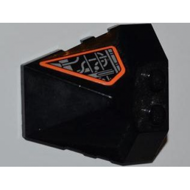 black wedge 4 x 4 x 1 1 3 pyramid center with exo-force circuitry pattern on side sticker - set 8101