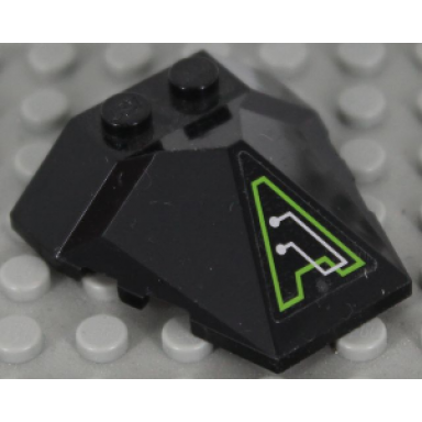 black wedge 4 x 4 x 1 1 3 pyramid center with lime and silver exo-force circuitry pattern model left side sticker - sets 7709 7713