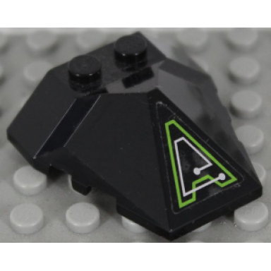 black wedge 4 x 4 x 1 1 3 pyramid center with lime and silver exo-force circuitry pattern model right side sticker - sets 7709 7713