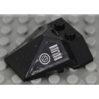 black wedge 4 x 4 x 1 1 3 pyramid center with silver barcode and circle pattern on left side sticker - set 7713