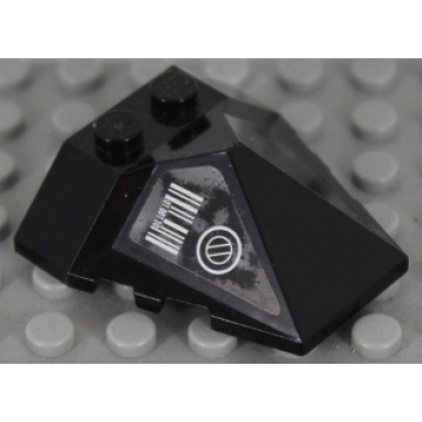 black wedge 4 x 4 x 1 1 3 pyramid center with silver barcode and circle pattern on right side sticker - set 7713