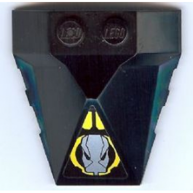 black wedge 4 x 4 x 1 1 3 pyramid center with yellow circle and silver robot head facing out pattern sticker - set 8108