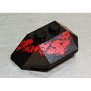 black wedge 2 x 4 triple with red scale pattern