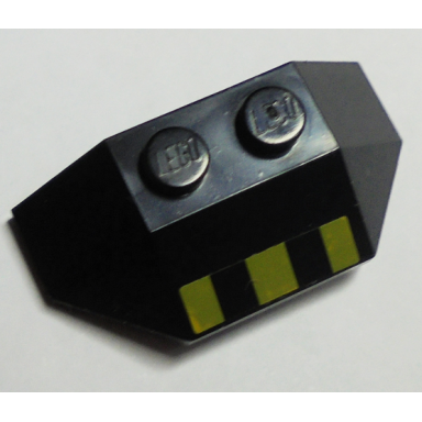 black wedge 2 x 4 triple with yellow and black stripes pattern sticker - set 7713