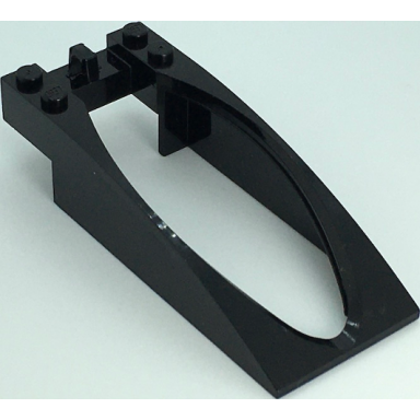 black windscreen 10 x 4 x 2 curved with bubble cutout and single hinge finger