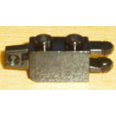black hinge brick 1 x 2 locking with 1 finger vertical end and 2 fingers horizontal end