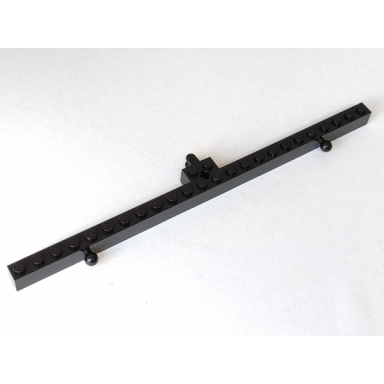black hinge brick 2 x 24 locking with 2 fingers horizontal on side and 2 tow ball