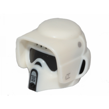 black minifigure headgear helmet sw scout trooper dual molded white with black and dark bluish gray marks pattern