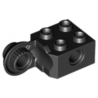 black technic brick modified 2 x 2 with pin hole and rotation joint ball half vertical