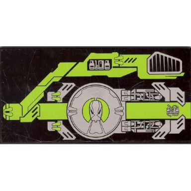 black tile 8 x 16 with bottom tubes on edges with circuitry with 8108 pattern model left sticker - set 8108