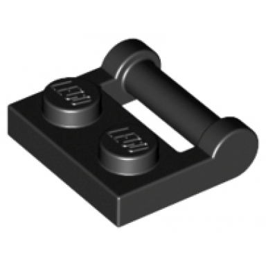 black plate modified 1 x 2 with bar handle on side - closed ends
