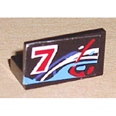black panel 1 x 2 x 1 with number 7 on left and blue white and red swirls pattern sticker - set 8223
