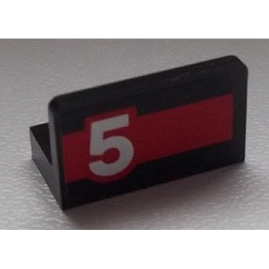 black panel 1 x 2 x 1 with white 5 on red stripe pattern model left side sticker - set 60025