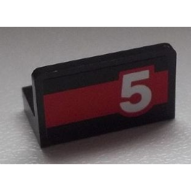 black panel 1 x 2 x 1 with white 5 on red stripe pattern model right side sticker - set 60025